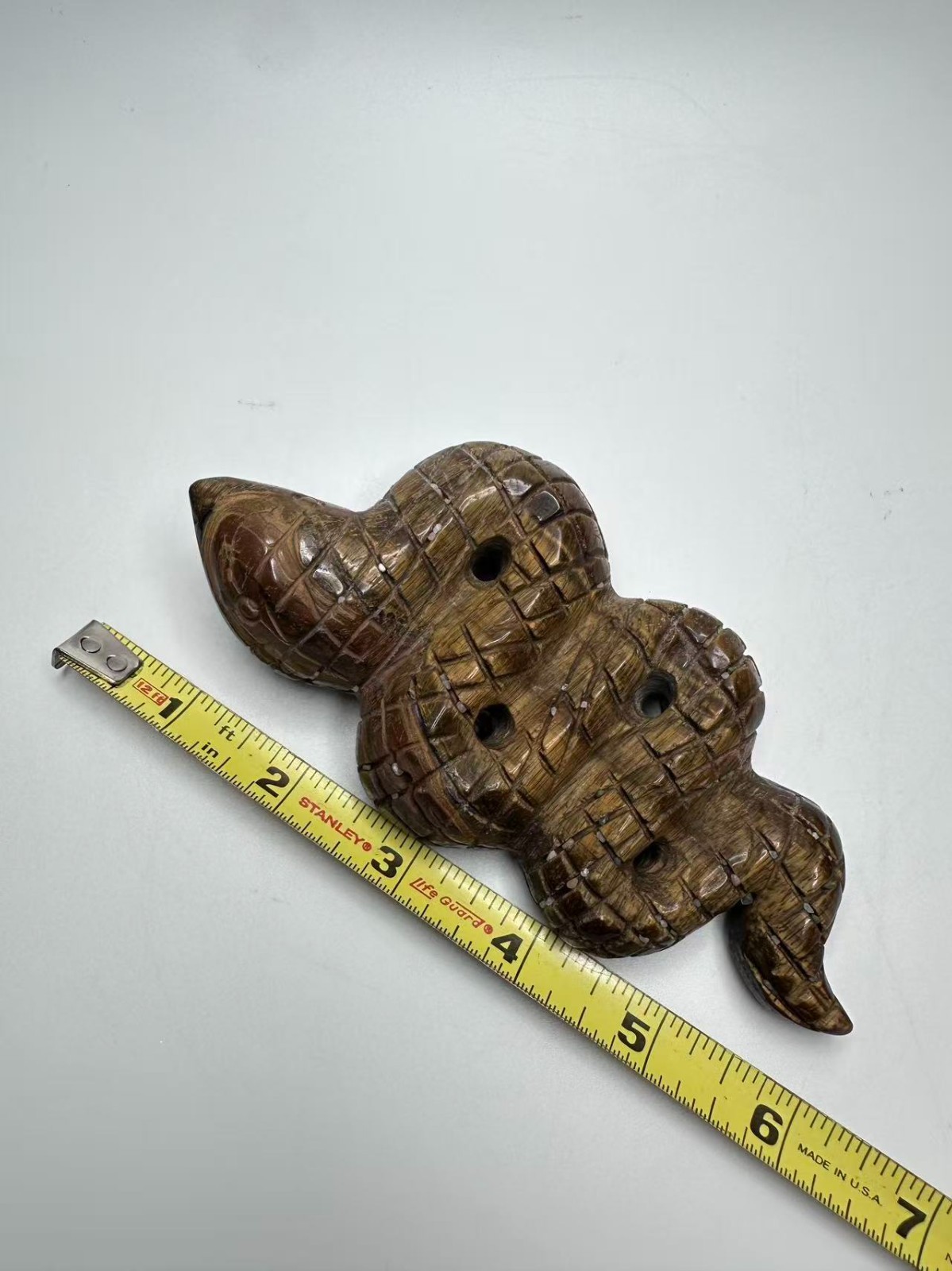 Natural Tiger’s Eye Snake Figurine 6″x2.75″ – Polished Crystal Carving 11.8 oz