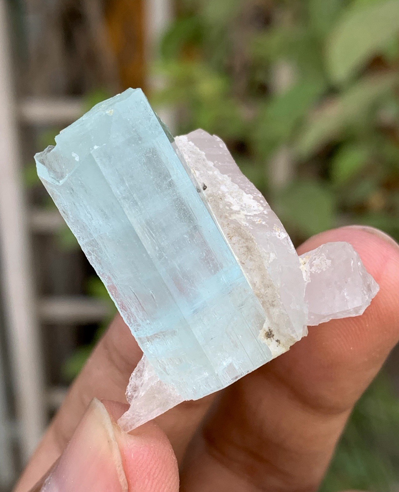 17 Gm Sky Blue Color Aquamarine Crystal With Quartz Specimen From Pakistan