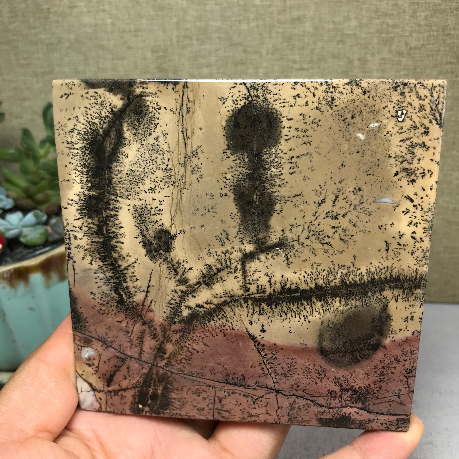 Natural Chinese painting stone crystal ornaments for home decoration 259g A5362