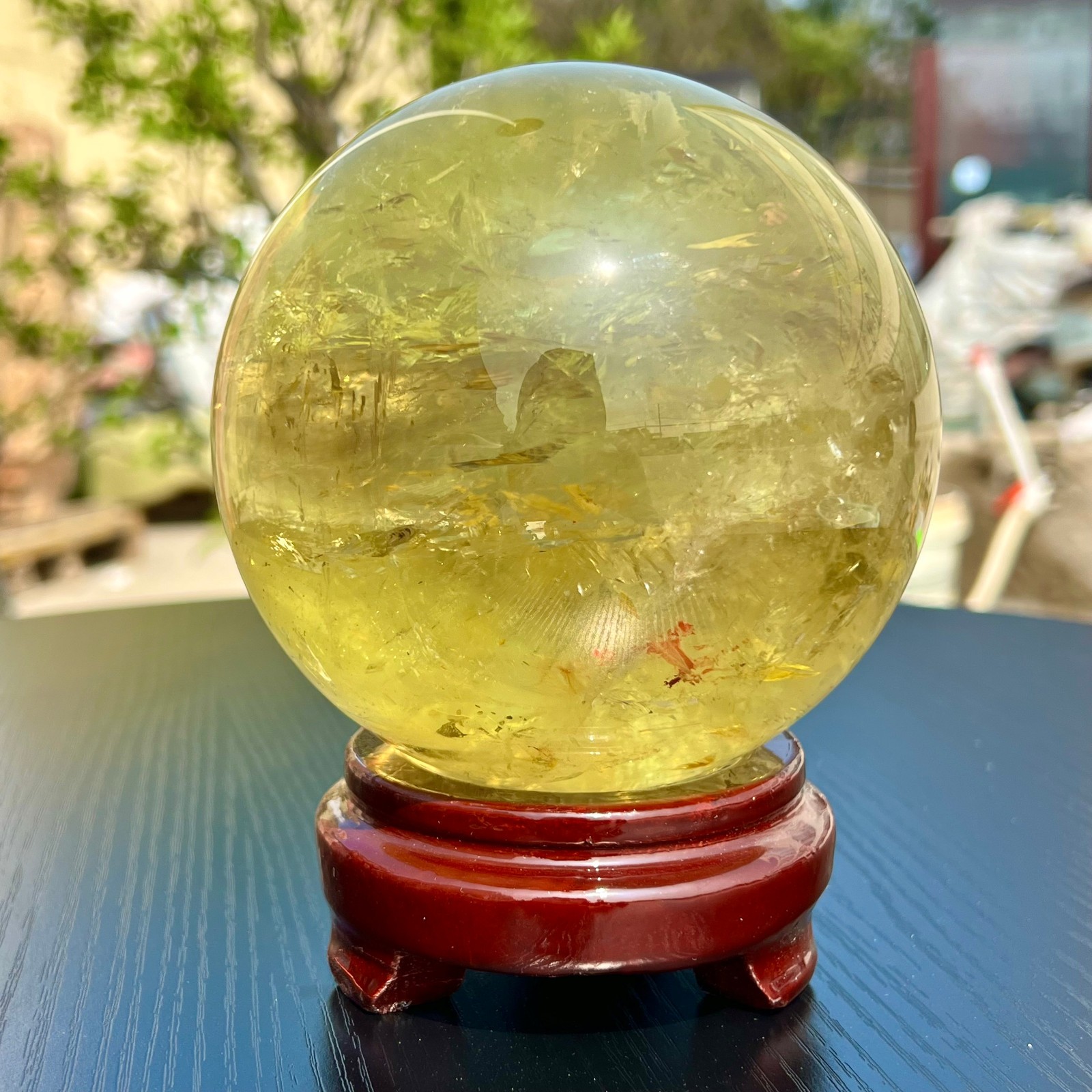 5LB Top Natural Citrine Sphere Quartz Crystals Reiki Ball Gems Decorate Gift