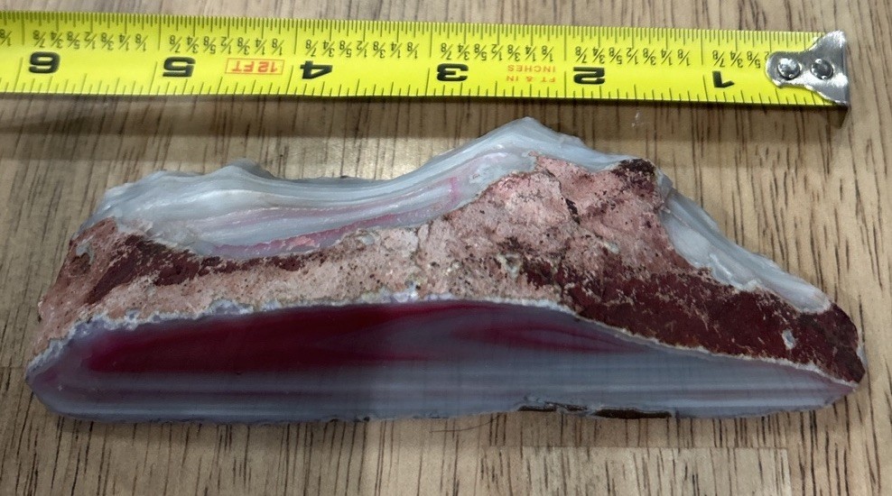 Pink Banded Agate Slice Geode from Brazil (5x2x1 Inches 7oz Approx)