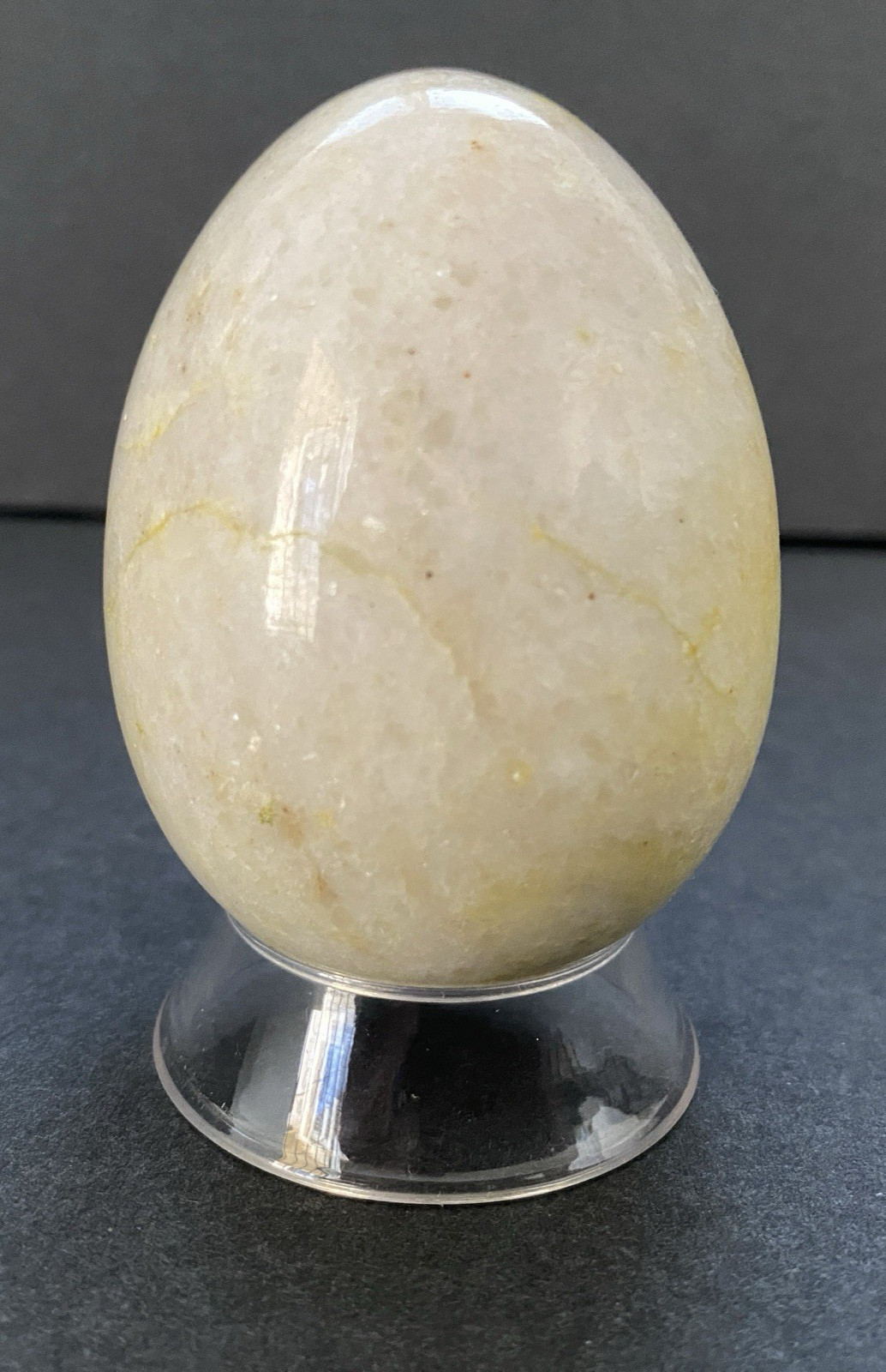 Natural Onyx Stone Egg With Stand Hand Polished Banded Agate Calcite Crystal