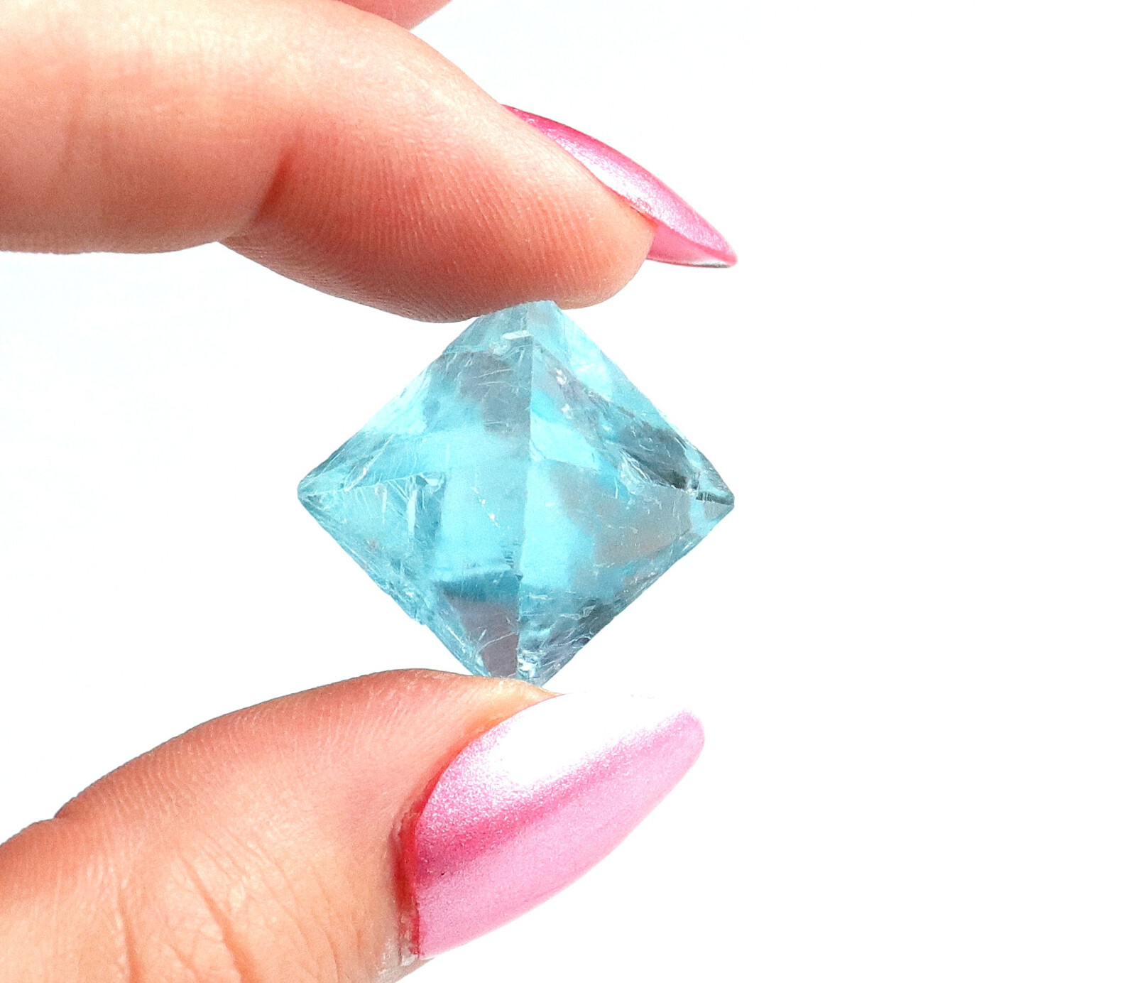 Fluorite Octahedron Gemmy Sky Blue Color Cave In Rock, Illinois 2.4 Cms