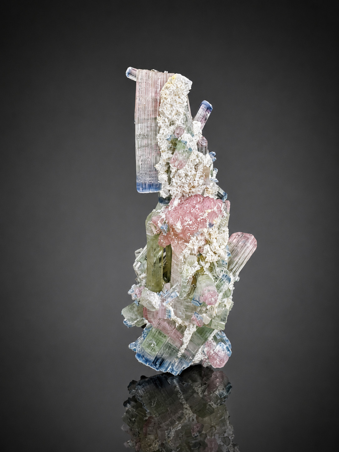 Multicolor TOURMALINE Zoning Crystal Cluster Known As Rainbow TOURMALINE