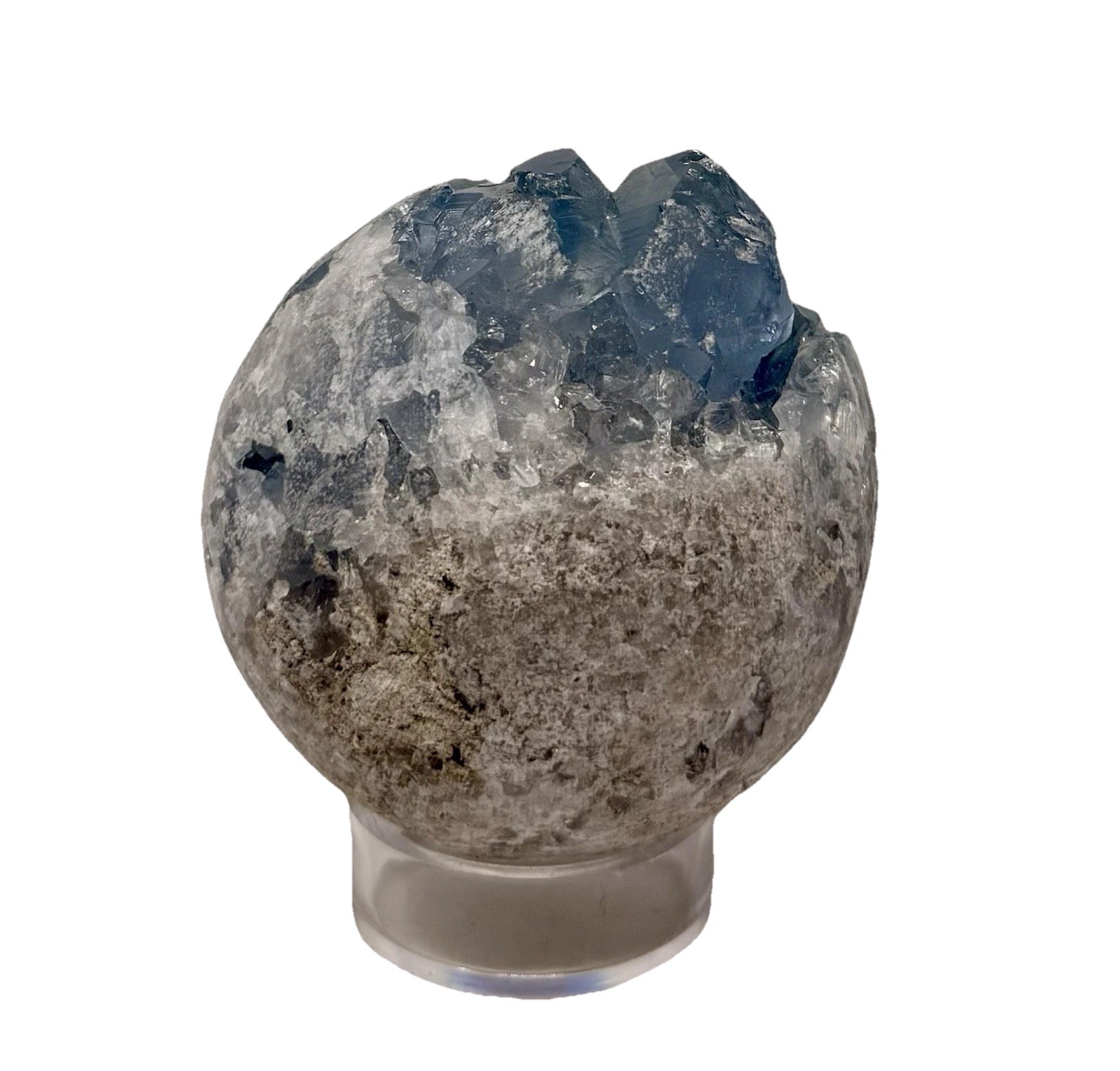 303g Celestite Cluster 2” Egg With Stand