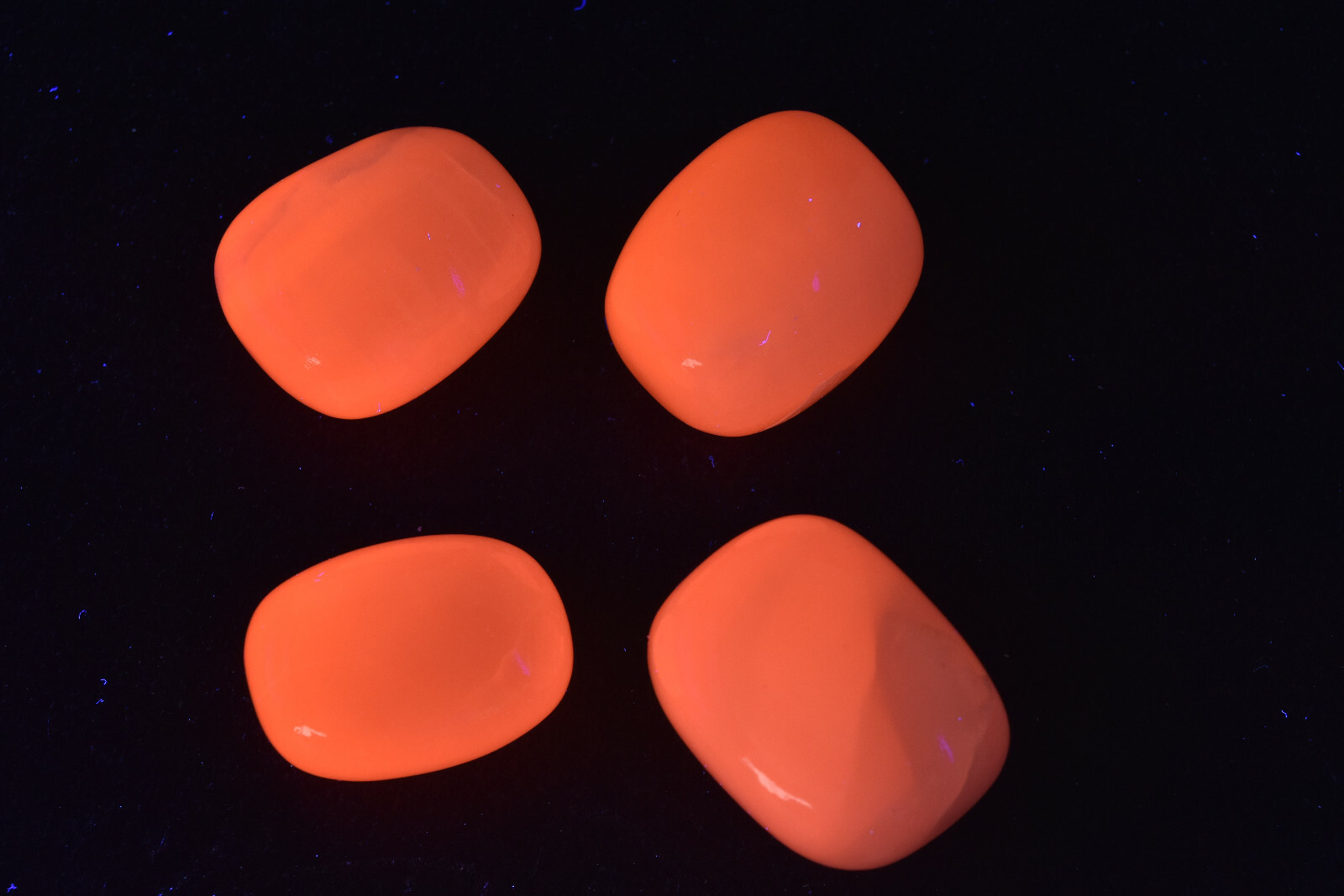 Pink Mangano Calcite Tumbled Stones Fluorescent UV Reactive 4 pieces # S2