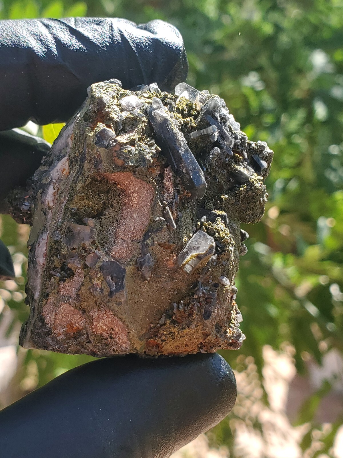 64gNatural Epidote, Super Sparkly Green Epidote with Quartz Specimen, Epidote