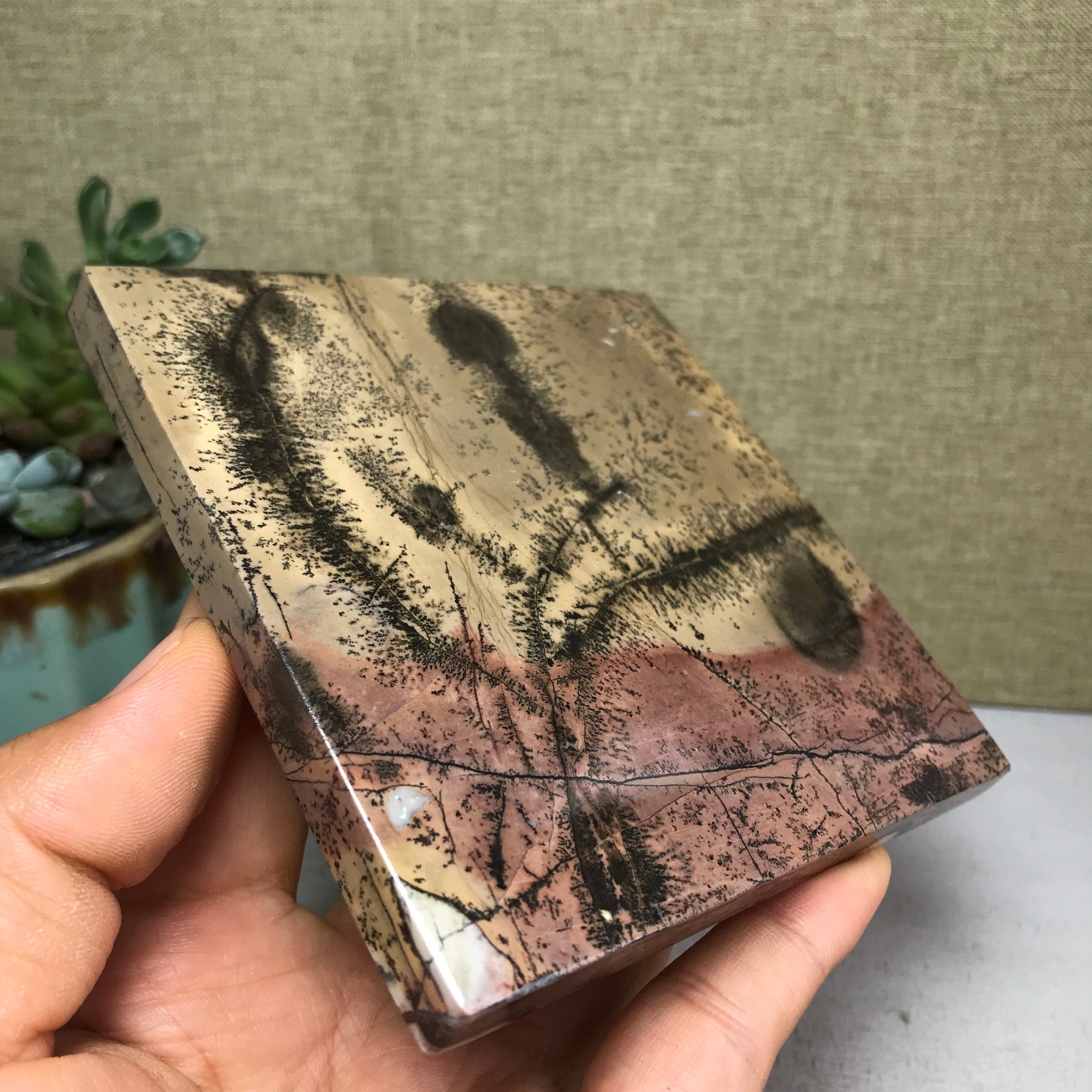 Natural Chinese painting stone crystal ornaments for home decoration 259g A5362