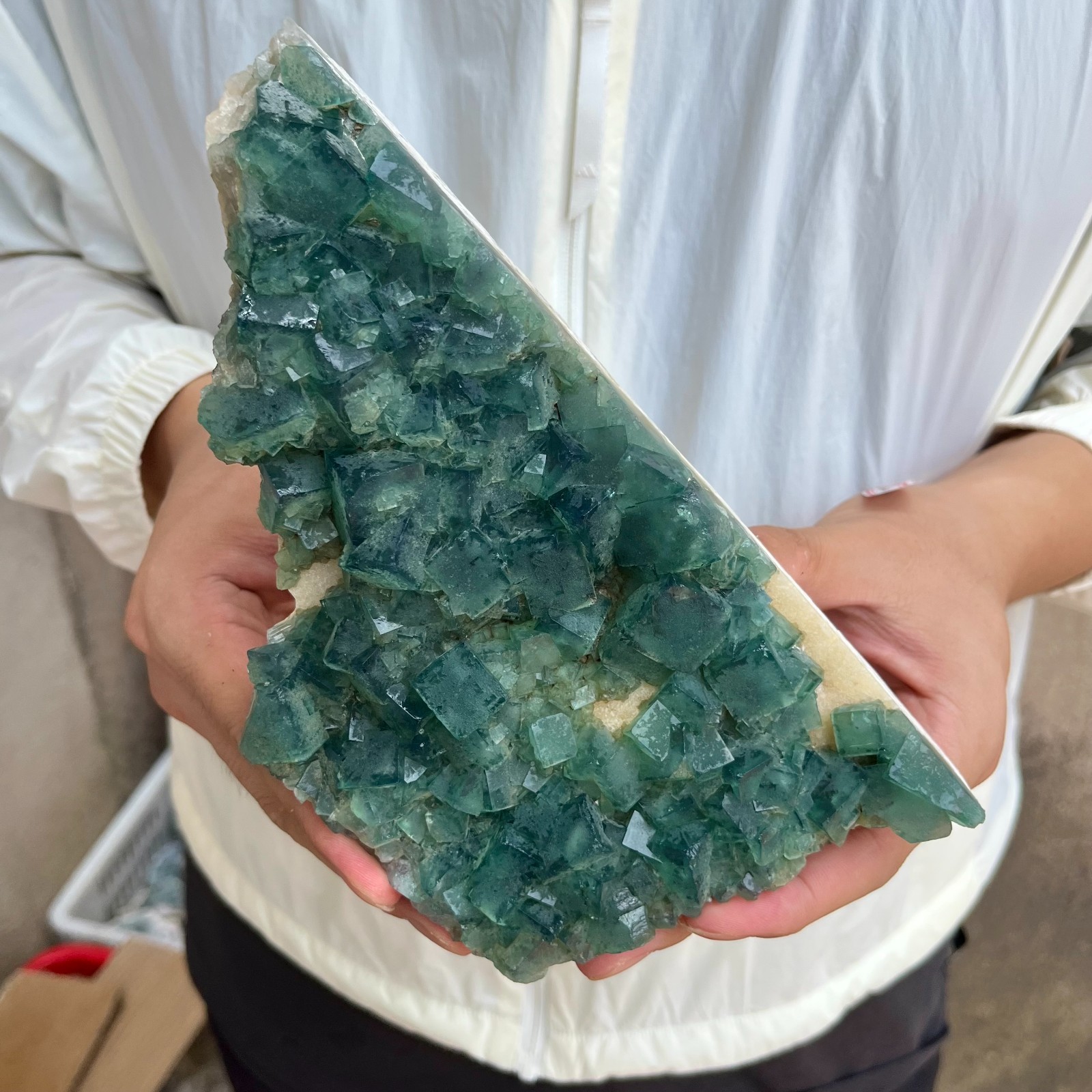 2.4lb NATURAL Green Cube FLUORITE Quartz Crystal Cluster Mineral Specimen