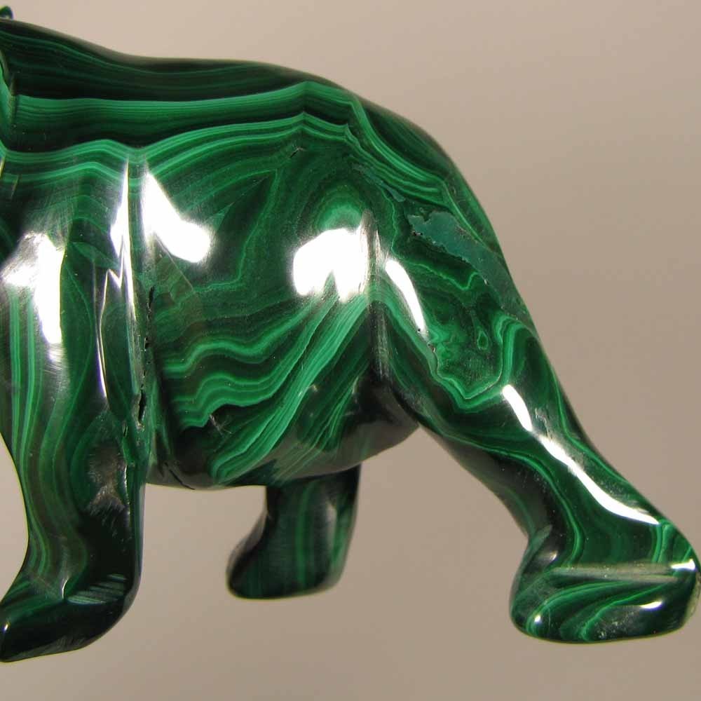 4″ Handcarved MALACHITE ELEPHANT Gemstone Animal Carving – Congo, Africa