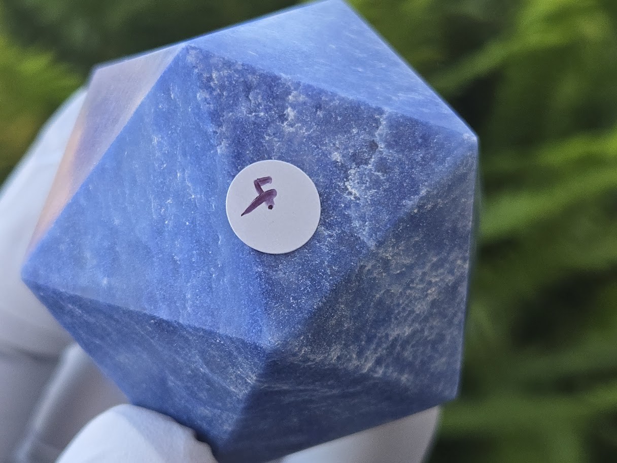 Blue Aventurine Carved Geometric Icosahedron, Large (46mm to 60mm) Decorative