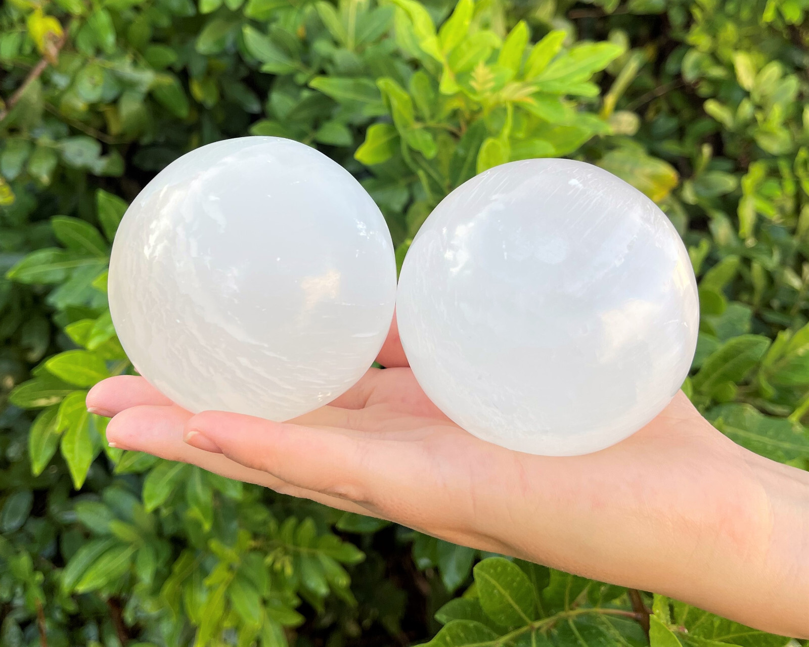 Selenite Crystal Sphere + Stand, JUMBO 3″ (Polished Selenite Crystal Healing)