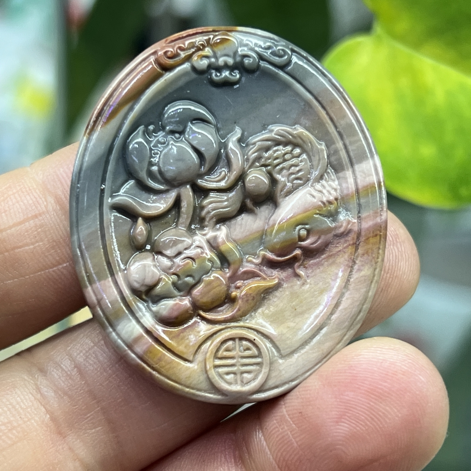 1.5 ” Natural Ocean jasper Carved flower Fish skull Crystal Healing gift1pc