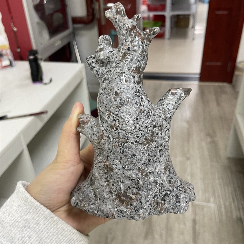 1.8LB 6.1″ Natural Yooperlite Halloween Tree Statue Crystal Carving Heal Decor