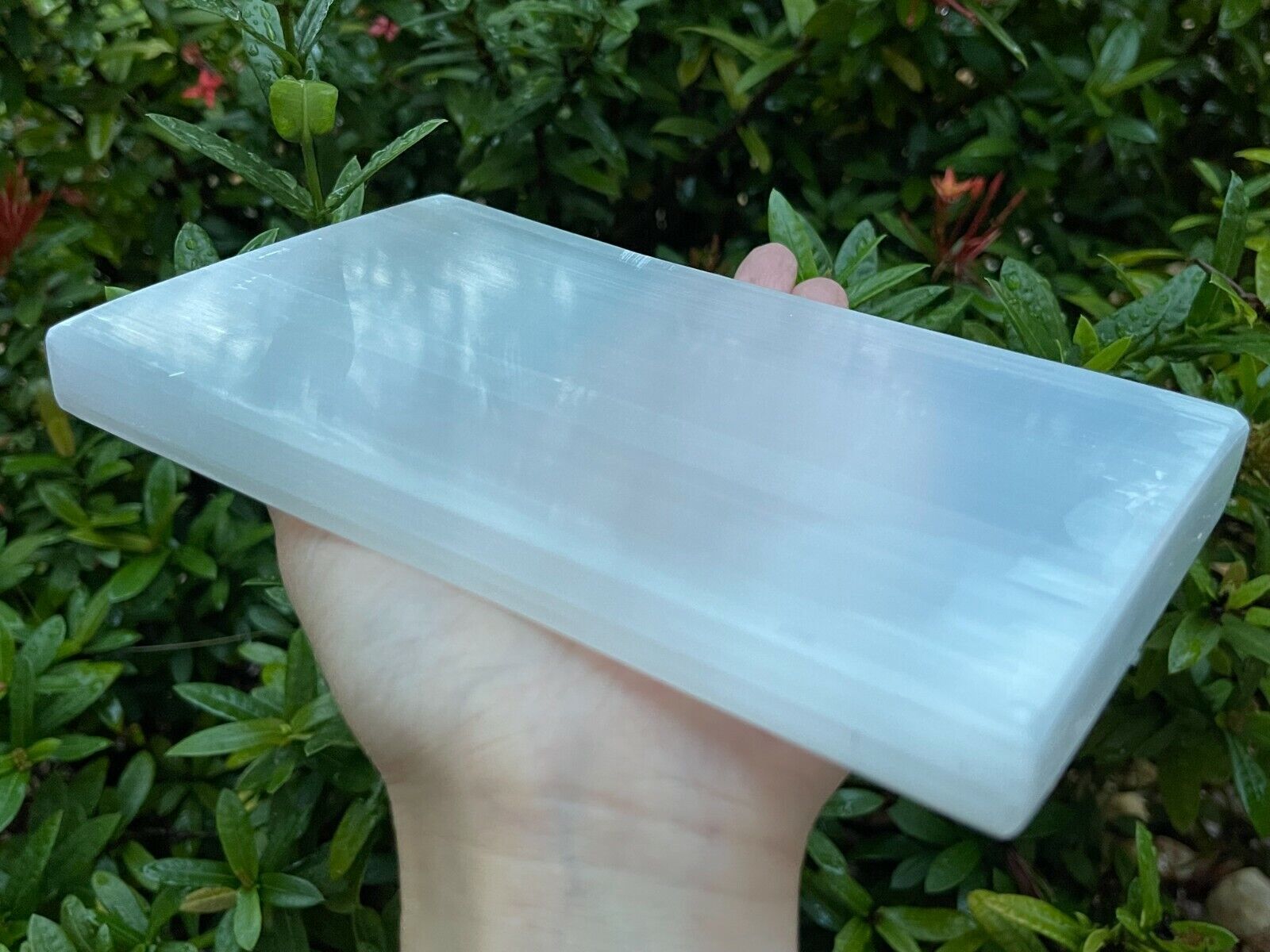 Large Selenite Charging Plate -8×4 Inch Polished Selenite Slab, Selenite Tile