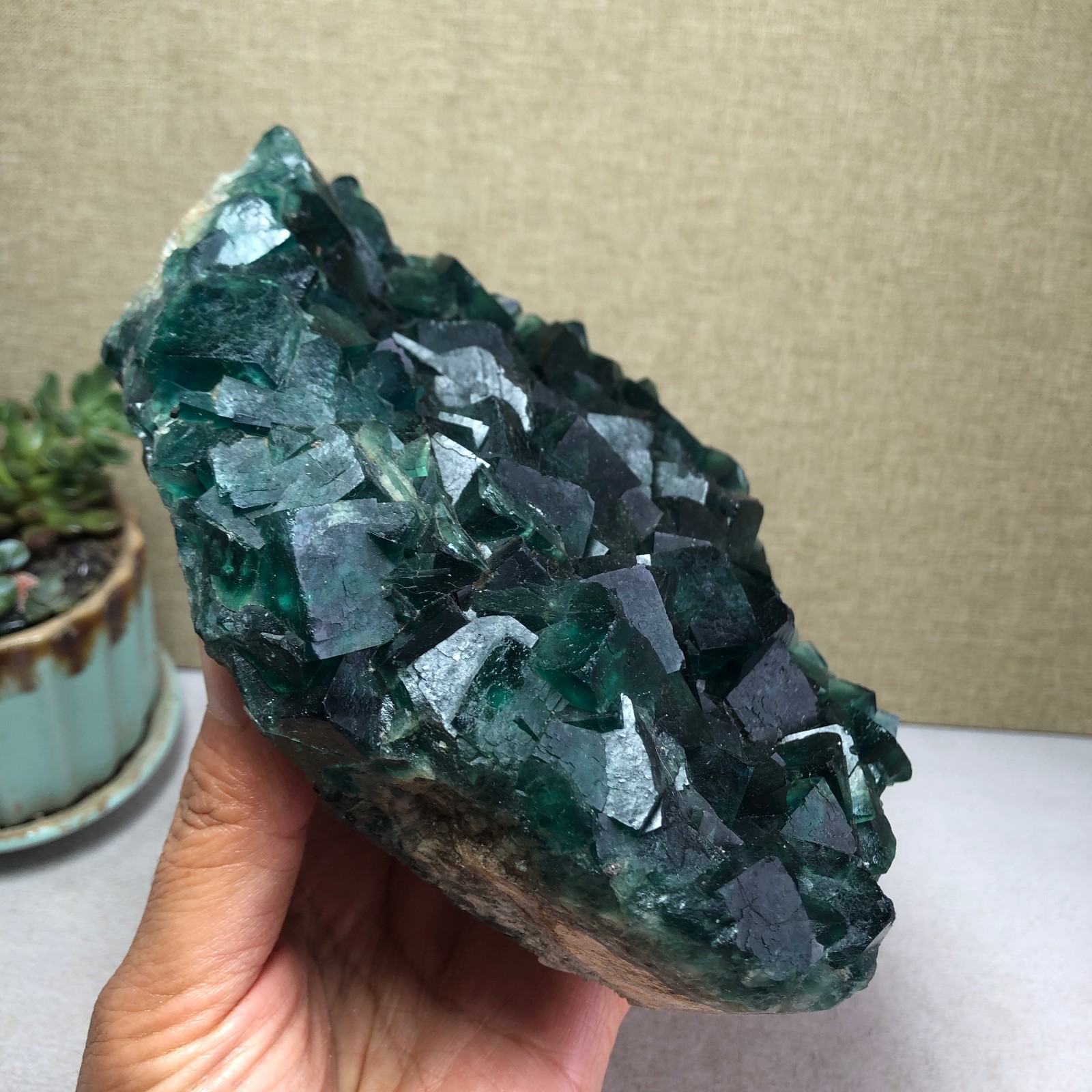 1.34kg NATURAL Green Cubic FLUORITE Crystal Cluster Mineral Specimen A4722