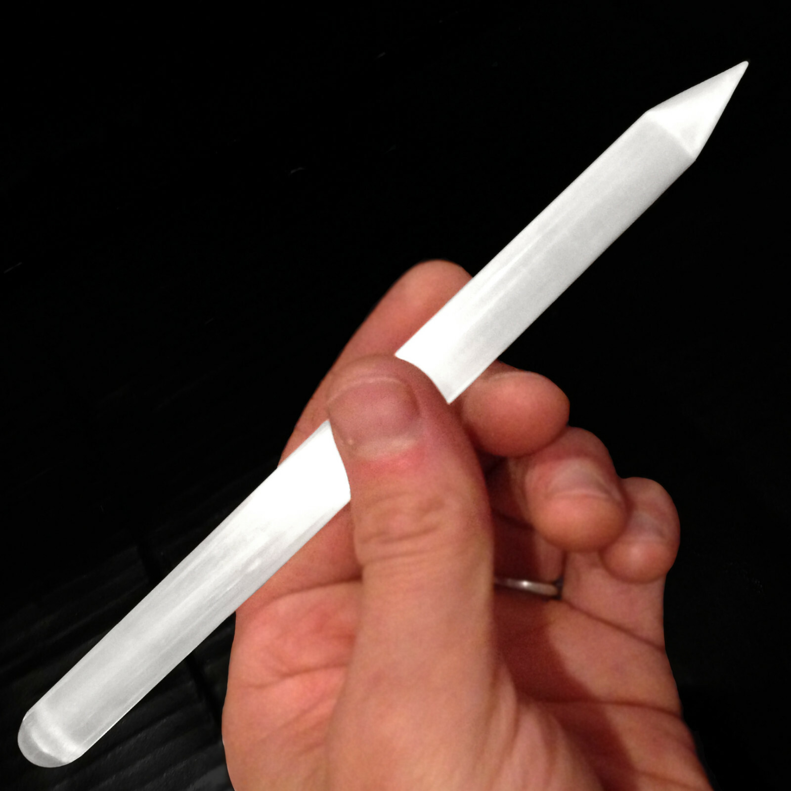 Selenite Crystal Massage Wand ” Polished Pencil Point Tip CHARGED Heal CLEANSE