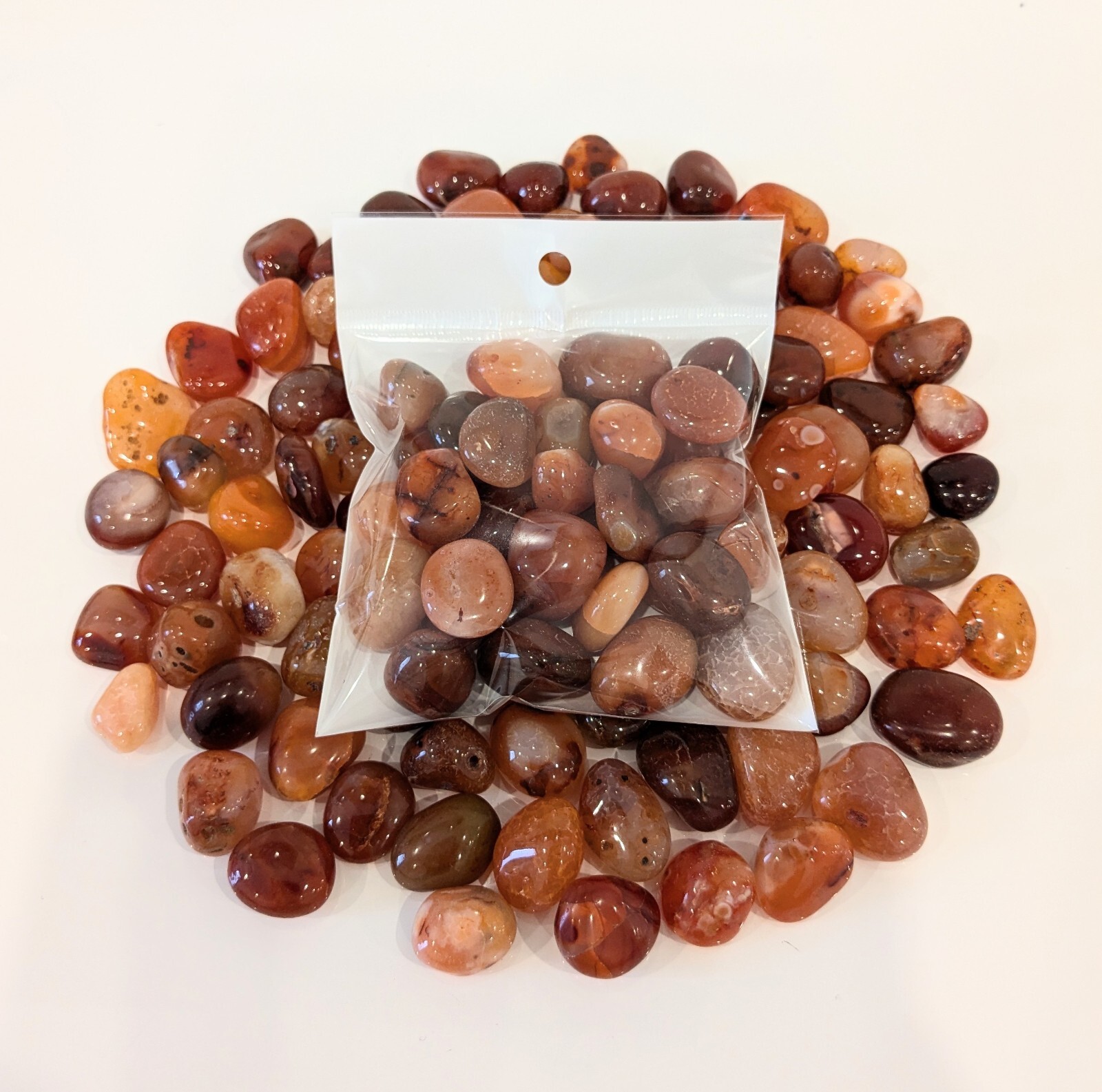 1/2 LB. Carnelian Tumbled Gemstones Sacral Chakra Activation 30-35 Stones p/bag