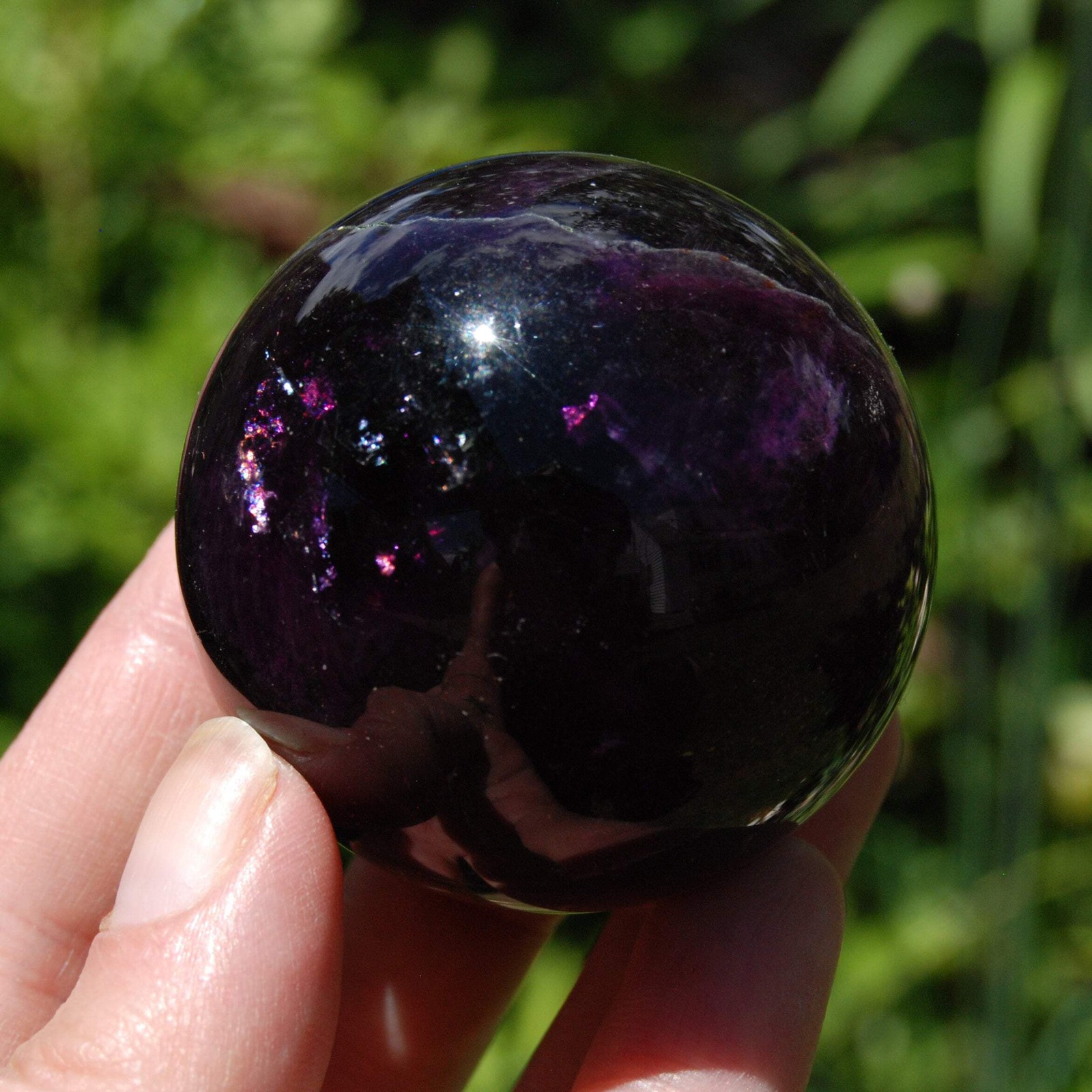 Darkest Purple Fluorite Crystal Sphere | 2″ 245g Stone of Intellect