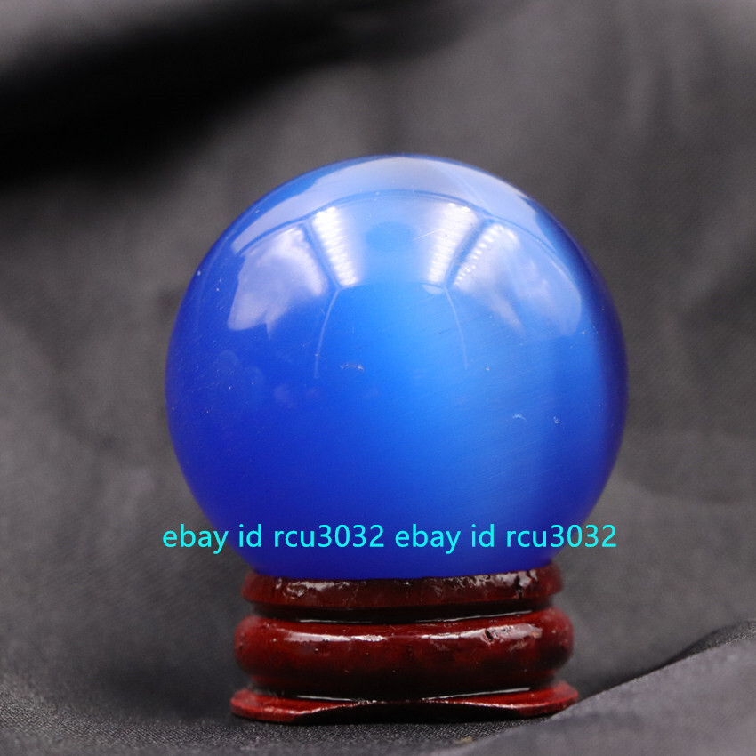 Multi-Color 40mm Mexican Opal Cat’s Eye Gems Ball Crystal Healing Sphere + Stand