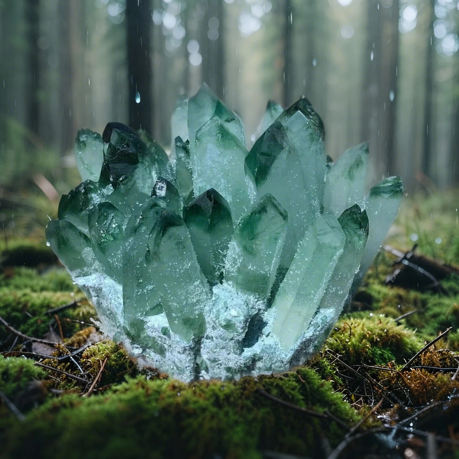 Rare Large Green Phantom Quart Crystal Raw Cluster Mineral Rock Healing Decor