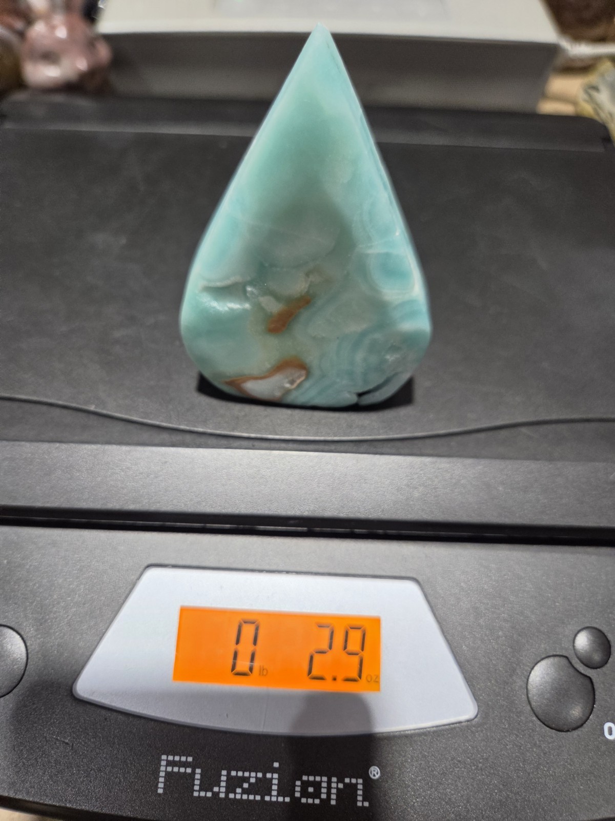 Crystal Hemimorphite Tear Drop Shape Free Form Carving