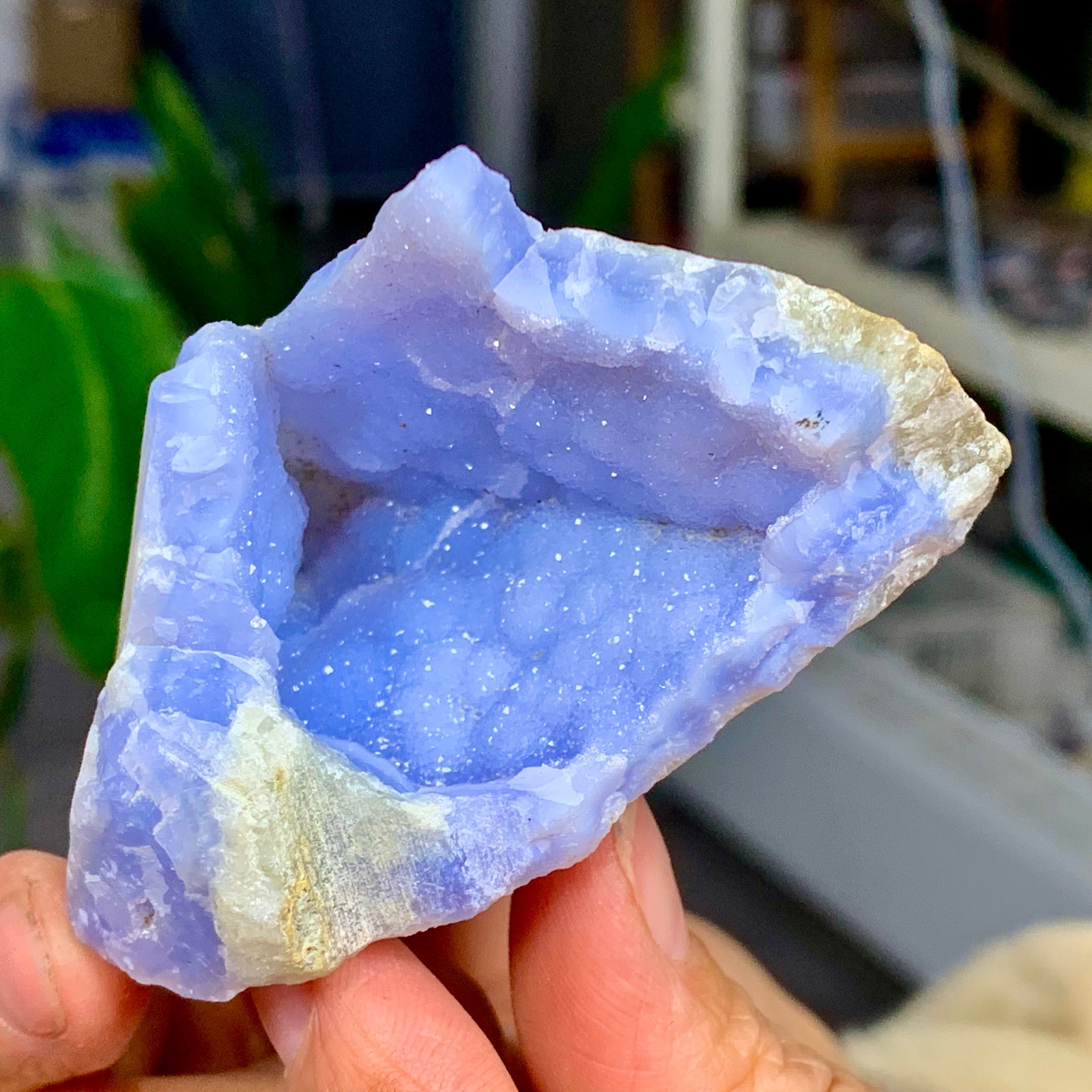 100G Natural Blue striped agate geode Crystal Mineral Specimens healing A963