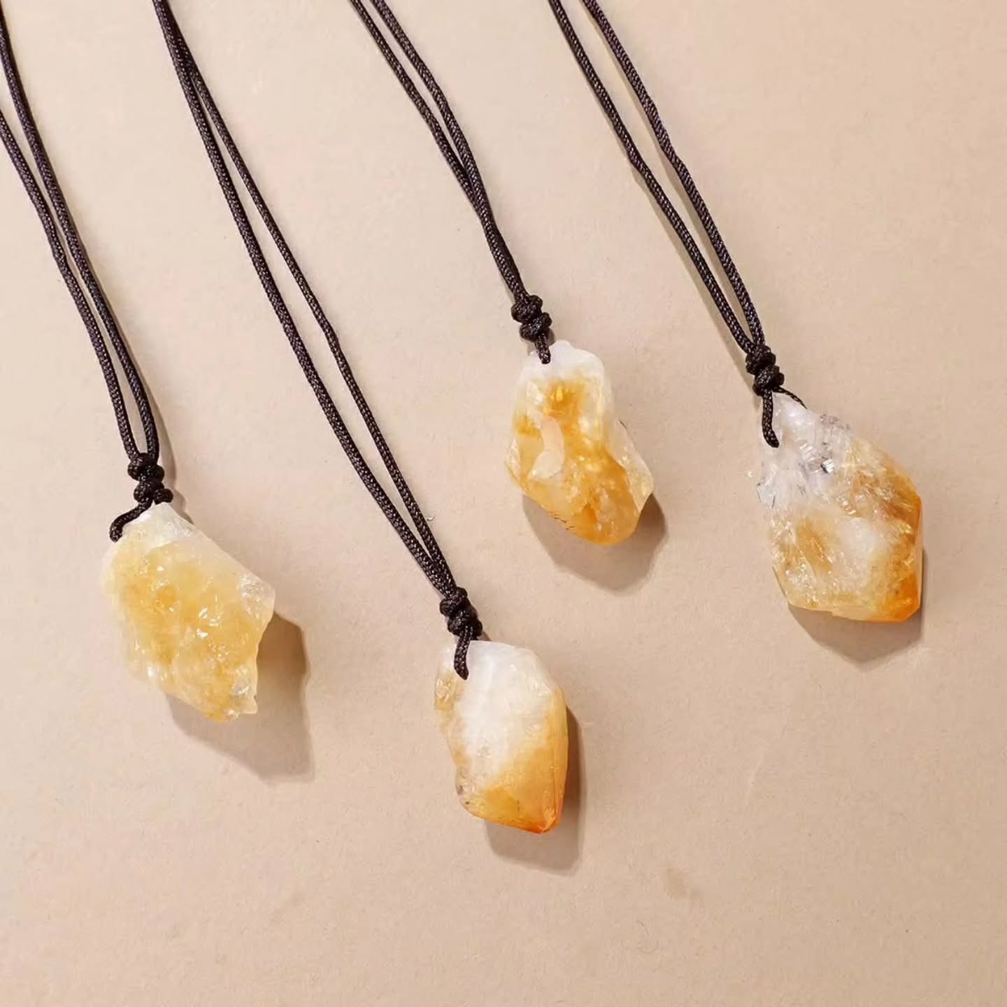 Raw Citrine Pendant Necklace Natural Crystal Prosperity Healing Stone
