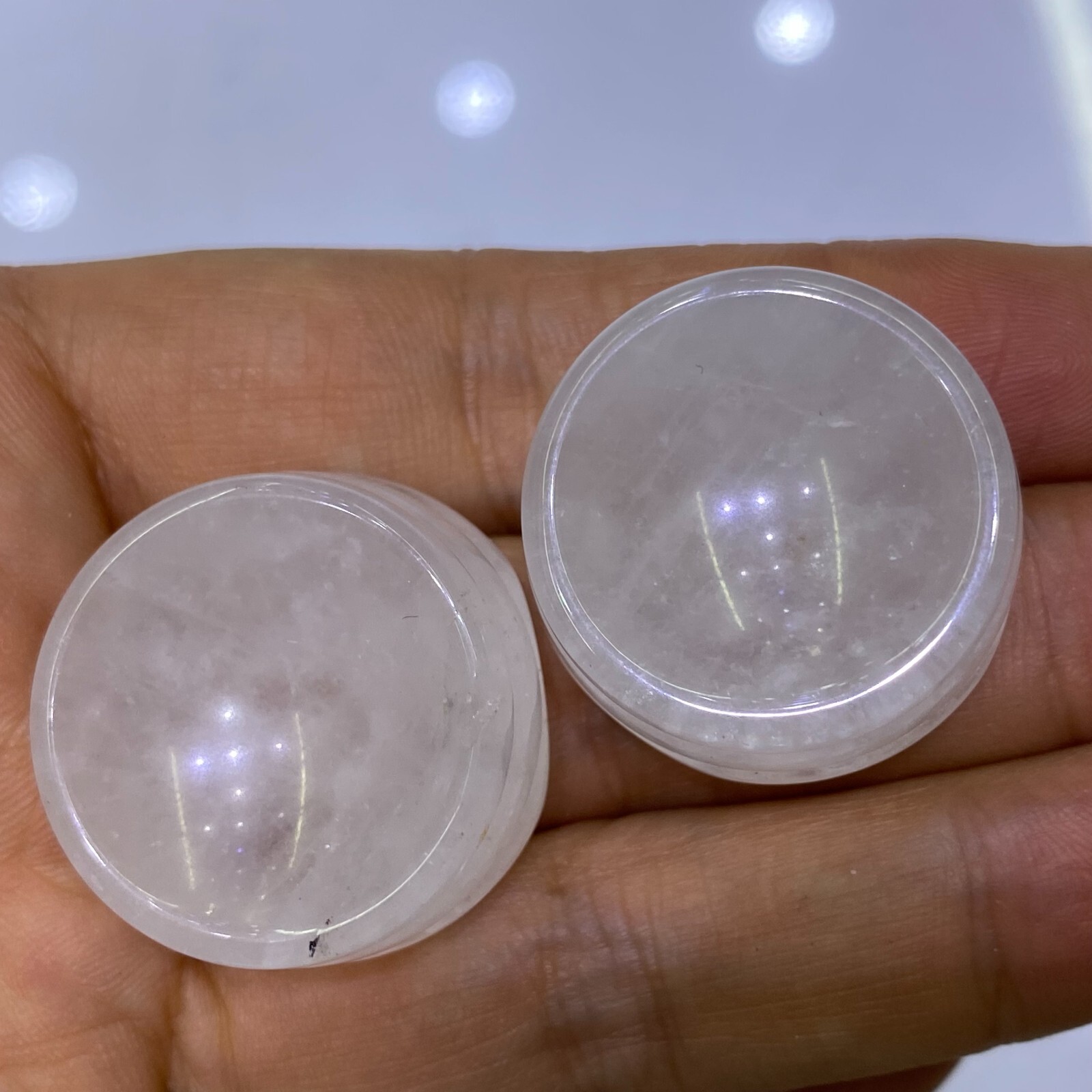 Natural clear quartz sphere stand pedestal crystal reiki healing 5PSC