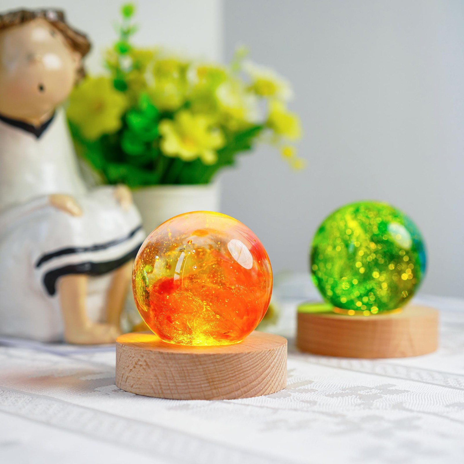 2Pcs Led Wood Display Stand for 3D Crystal Glass 2.7in Resin Art Light Wooden…