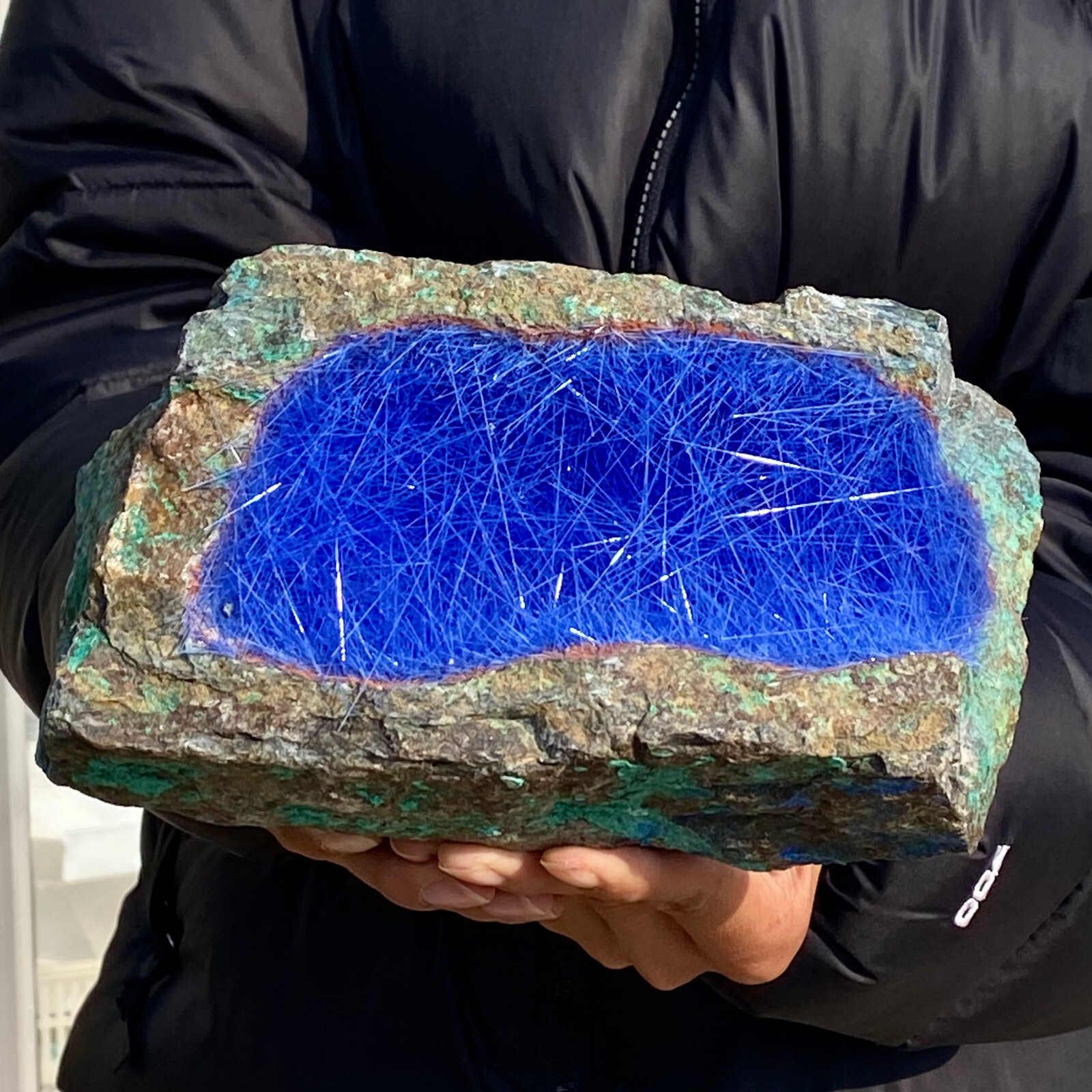 8.18LB Natural Blue Needle Iron Ore Mineral , Original Ore Quartz Crystal