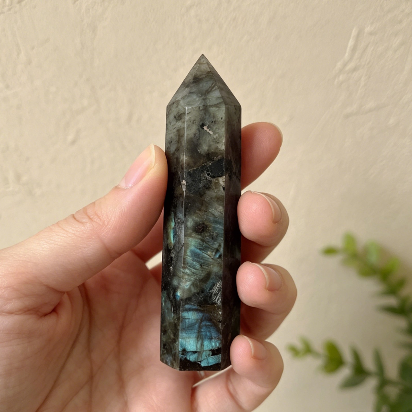 Labradorite Tower Point Blue Flush Healing Crystal Labradorite Obelisk Wand Gift