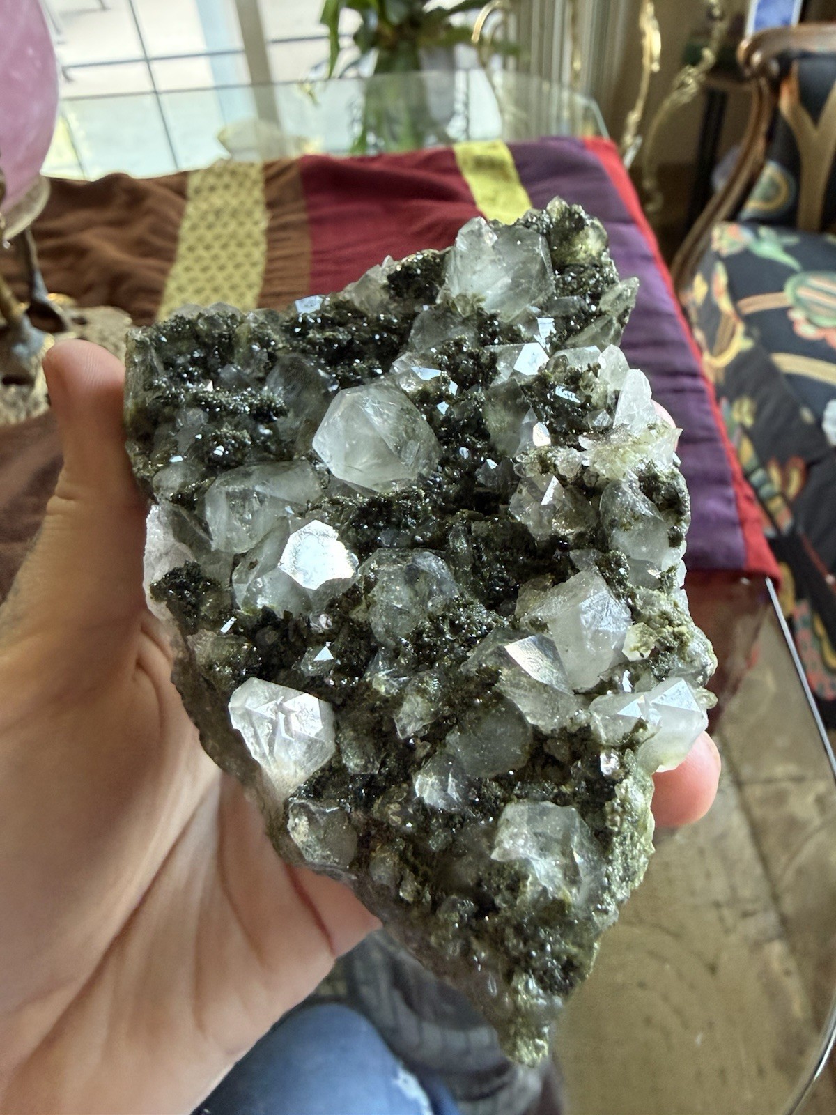 Forest Fairy Epidote on Quartz Crystal Specimen – Turkey