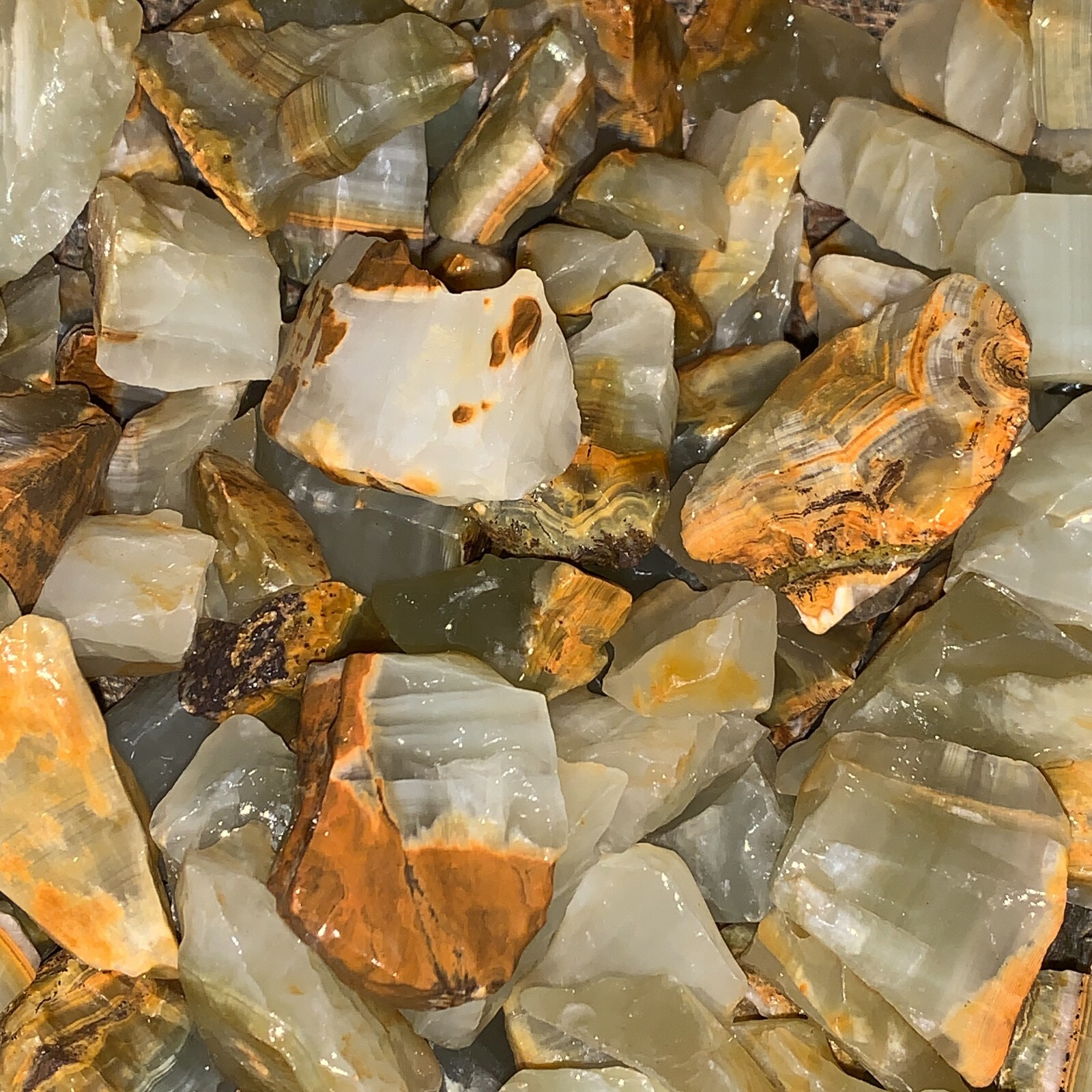 1000 Carat Lots of Green Onyx Rough – Plus a Very Nice FREE Faceted Gemstone
