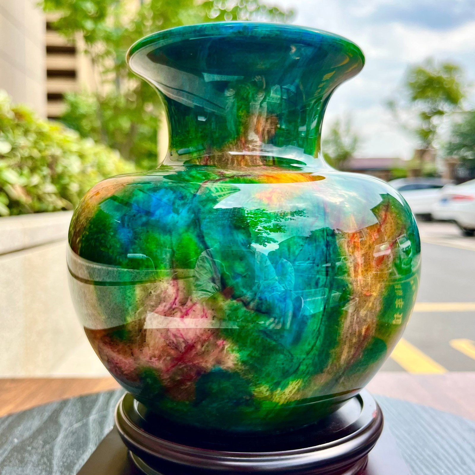 3.78LB Natural “Seven Colors Jade” vase specimen -Taiwan China