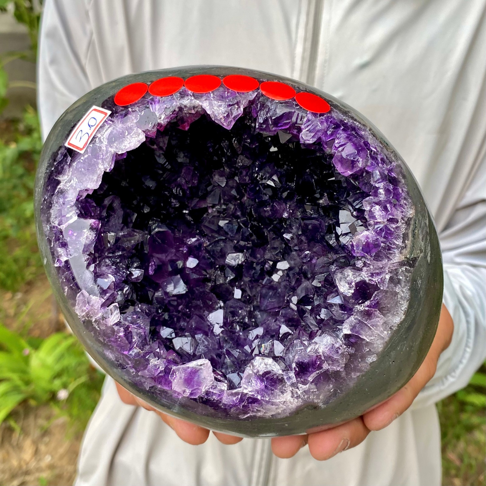 6.59LB High quality Natural Amethyst geode quartz crystal Dinosaur egg healing