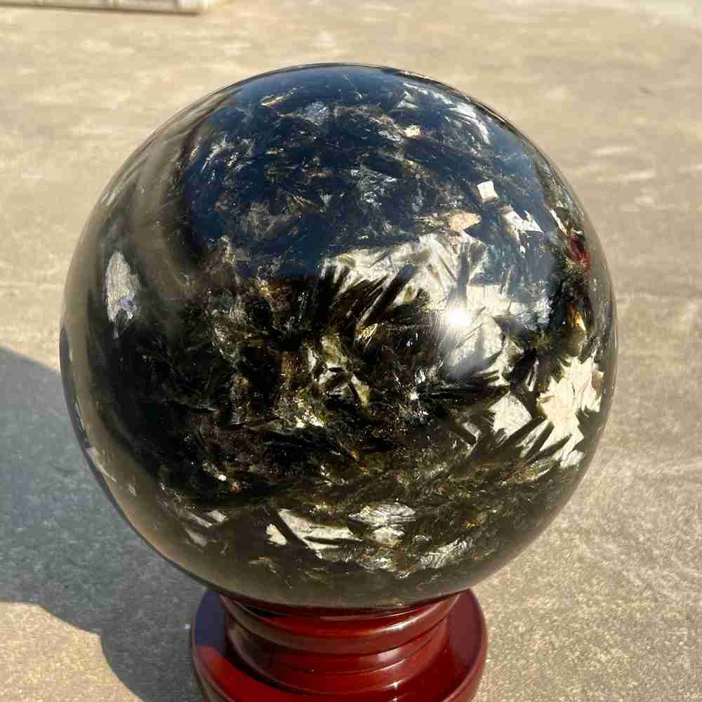 48.4lb Natural green Mica Lepidolite Quartz Sphere Crystal Ball Reiki Gem +stand