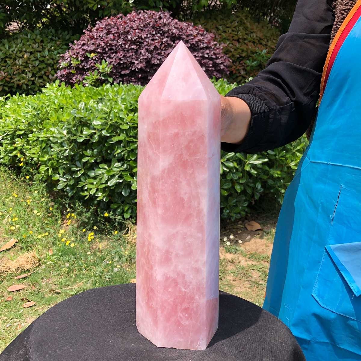 9.74LB Natural rose quartz obelisk pink crystal tower point healing decor