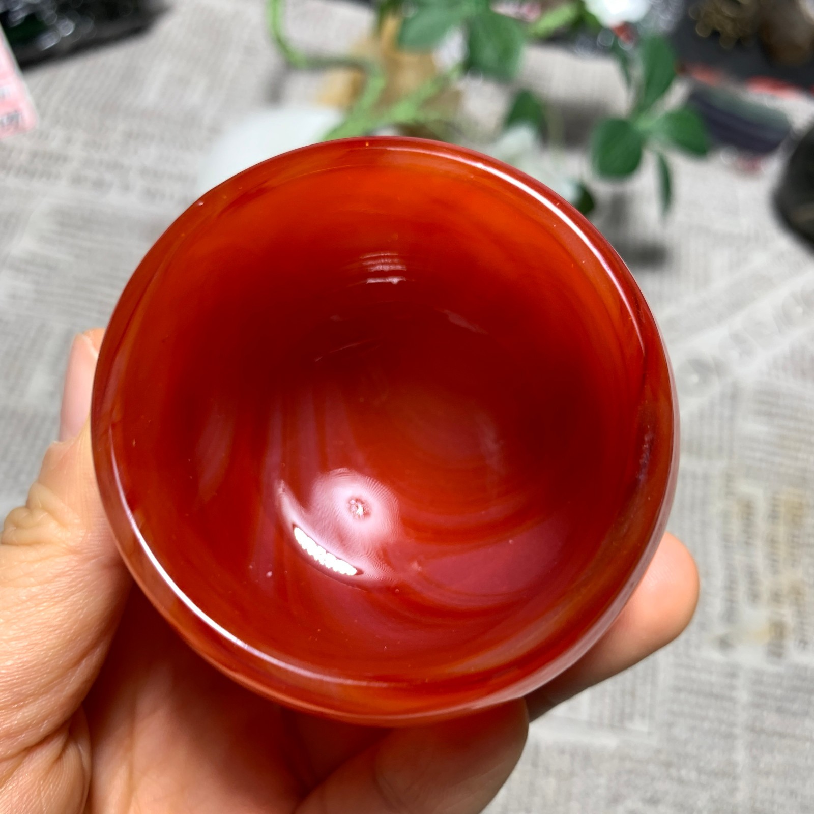 154G Red Agate Bowl Carving Carnelian Cup Glass Cup Reiki Manual Crystal Collect