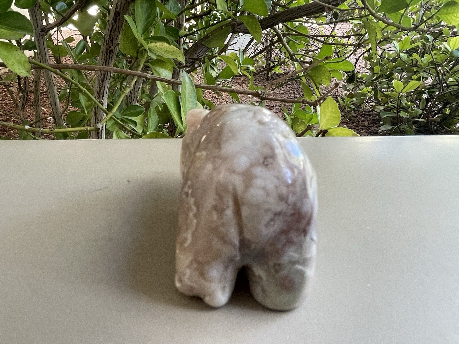 Flower Agate Crystal/Gemstone Polar Bear Carving W/Druzy 83G 2 1/4″ x 1 1/4″