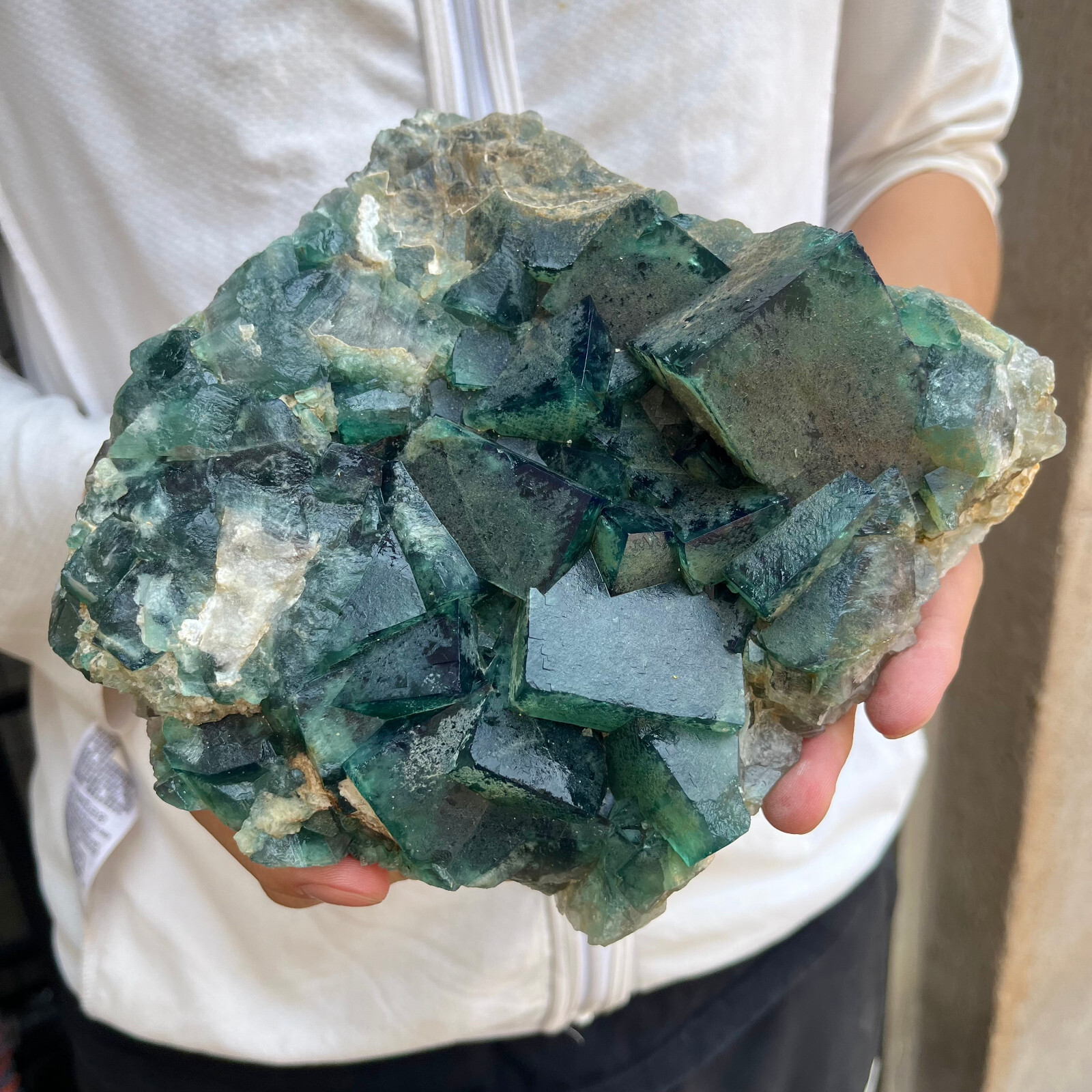 6.4lb Large Natural green cubic fluorite quartz crystal cluster mineral specimen