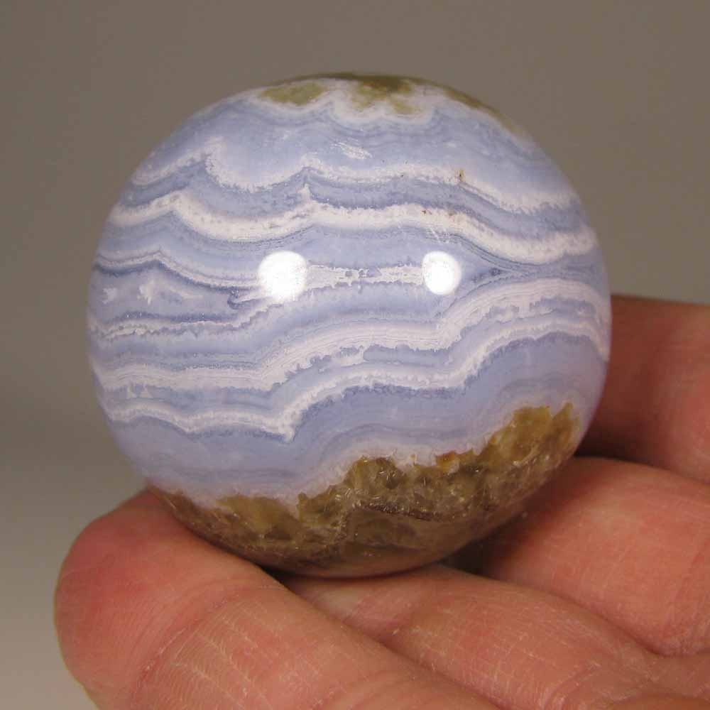 45mm BLUE LACE AGATE Polished Gemstone Sphere Ball w/ Stand – Namibia