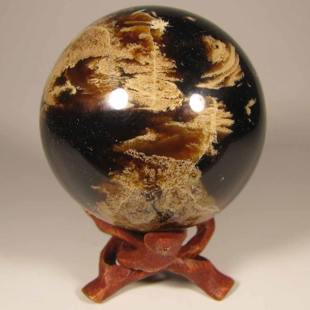 2.5″ Natural FOSSIL AMBER Polished Sphere w/ Stand – Sumatra, Indonesia – 65mm