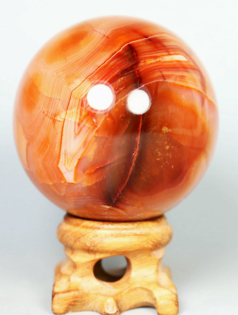 180g Natural Colorful Red Orange Carnelian Agate Geode Crystal Sphere Ball Stand