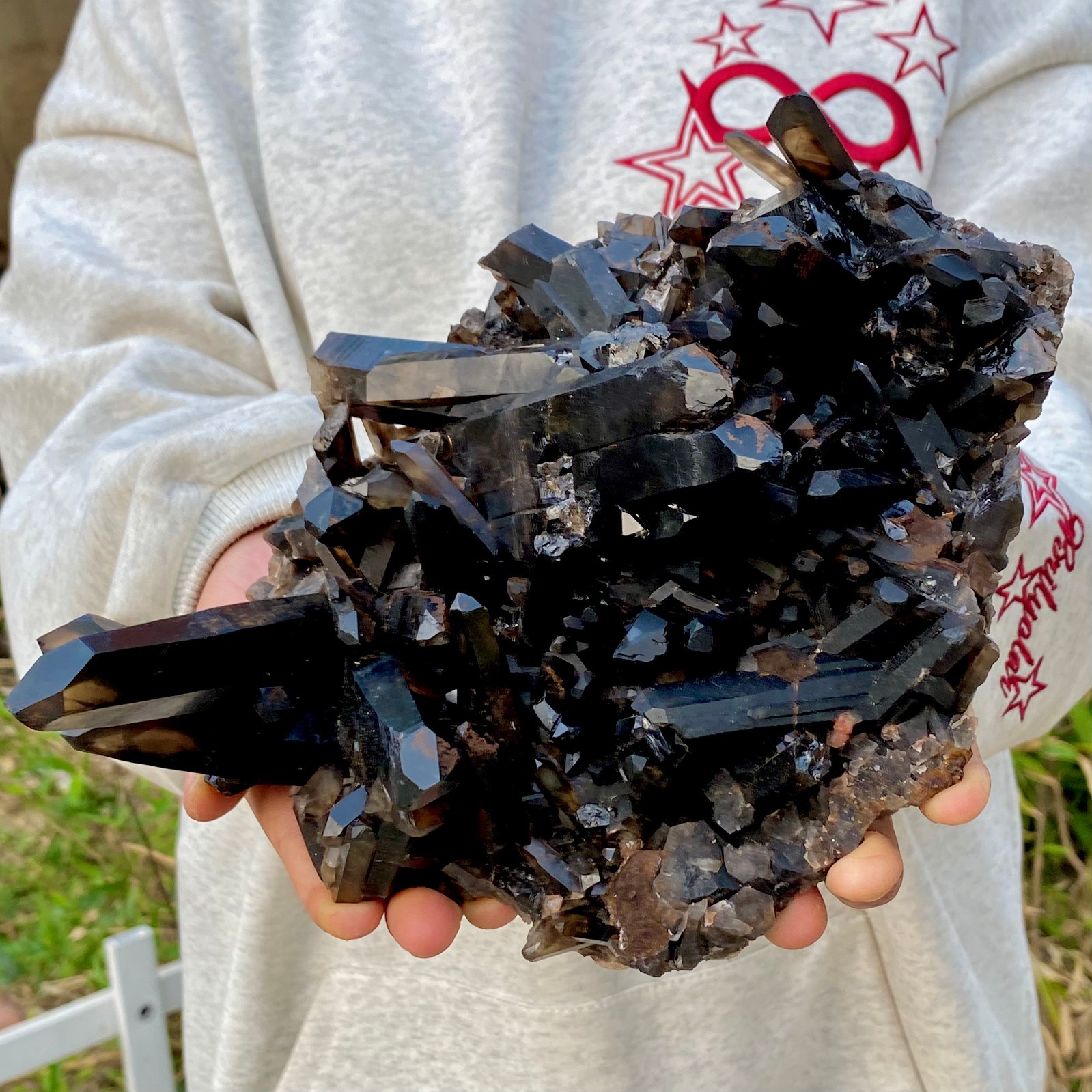 3.7LB Natural Beautiful Black Quartz Crystal Cluster Mineral Specimen Rare