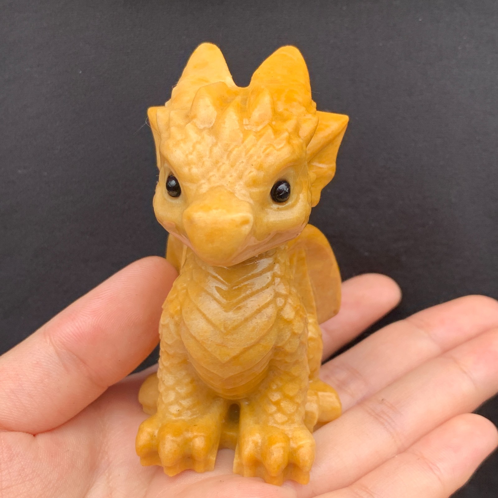 1pc Natural Yellow Jade Quartz Carved Little Dragon Skull Crystal Reiki Decor
