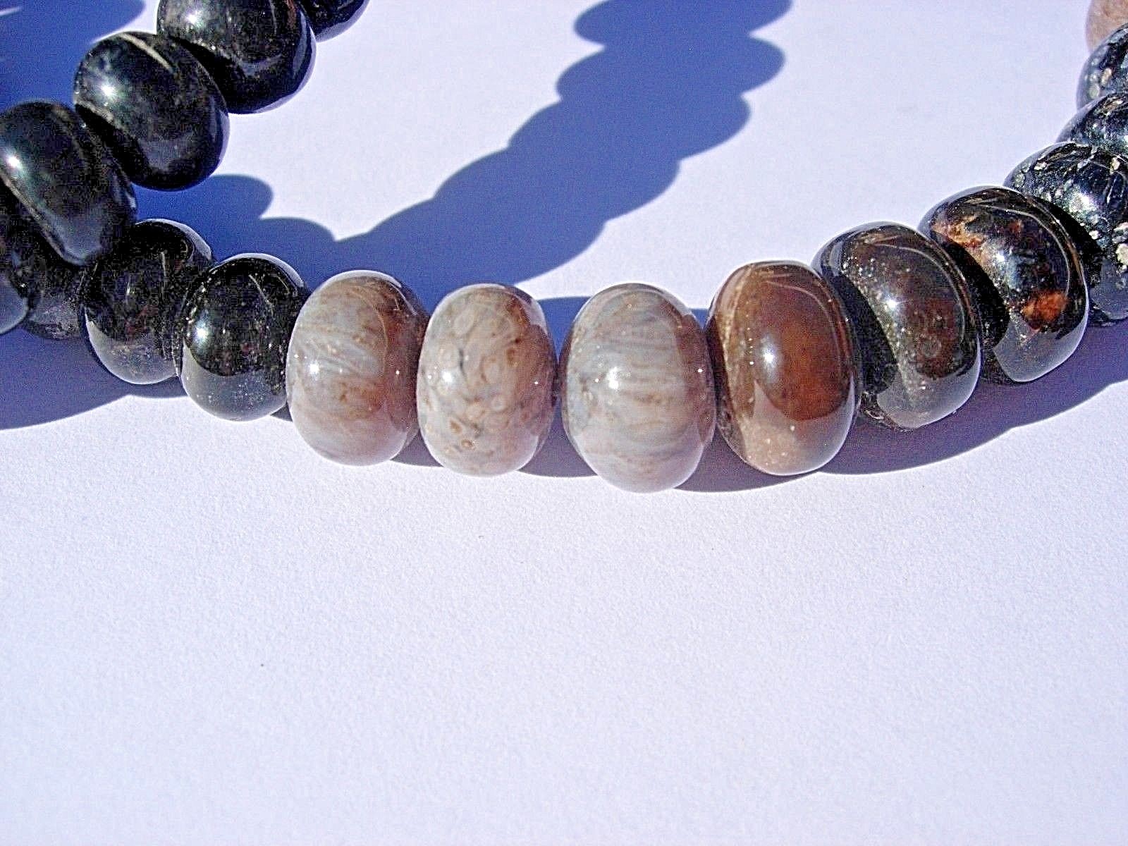 75 grams Tempskya Fern Tree Fossil & Blue Forest Petrified Wood beads Utah B-1