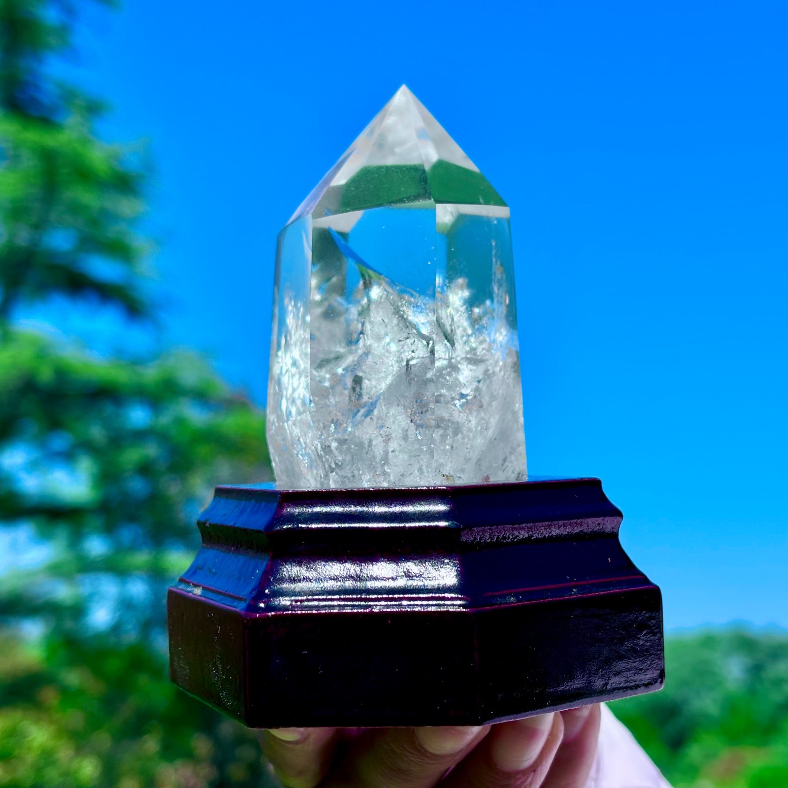 274G Natural Clear White Crystal Obelisk Transparent Quartz Energy Column Reik