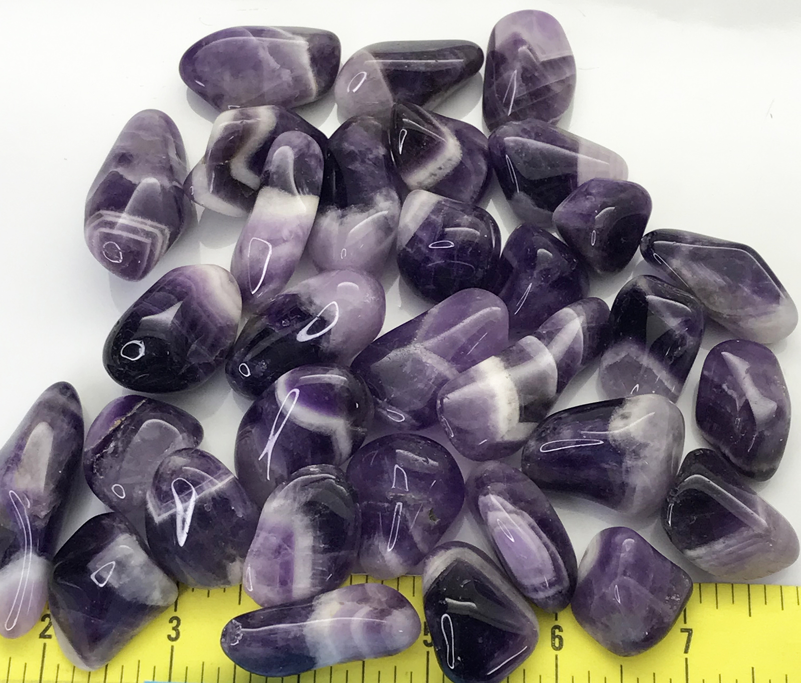 AMETHYST Banded Large (7/8-1-1/4″) A Grade polished stones. 1 lb