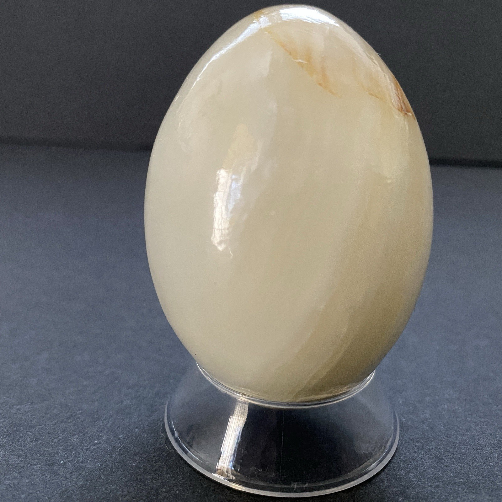 Natural Onyx Stone Egg With Stand Hand Polished Banded Agate Calcite Crystal